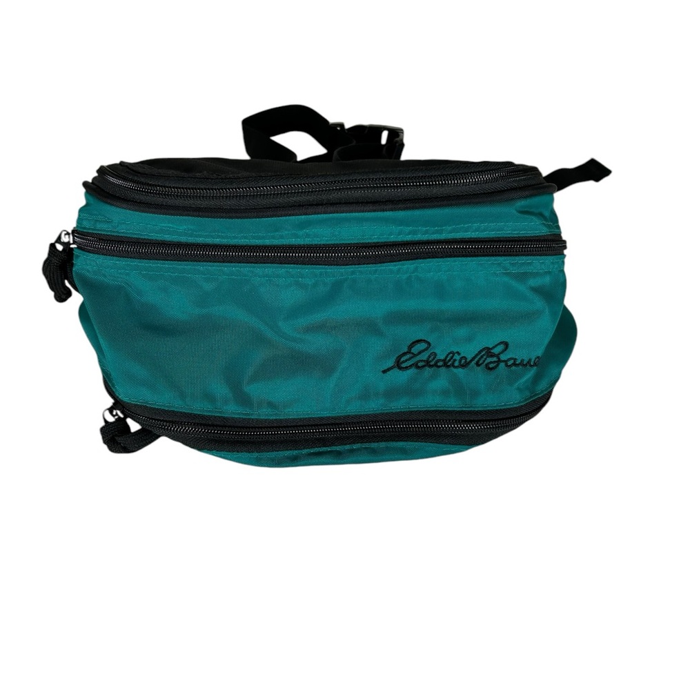 Vintage Eddie Bauer Casual Multi-Pocket Fanny Pack Side Bag Green & Black